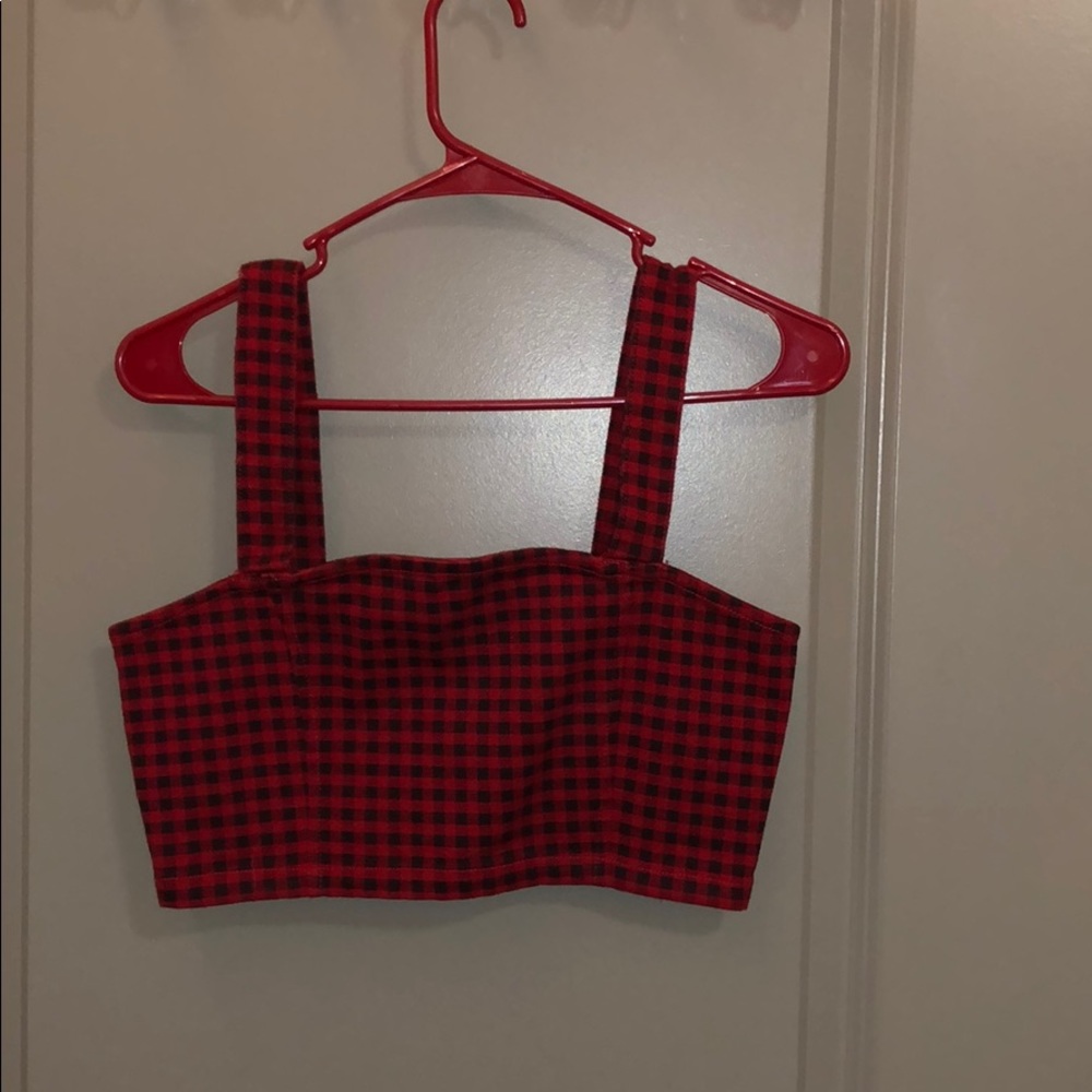 Red and black checkered crop top